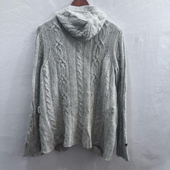 Y2K Abercrombie & Fitch Wool Blend Knit Hooded Cardigan Sweater Women's size L - Picture 2 of 10